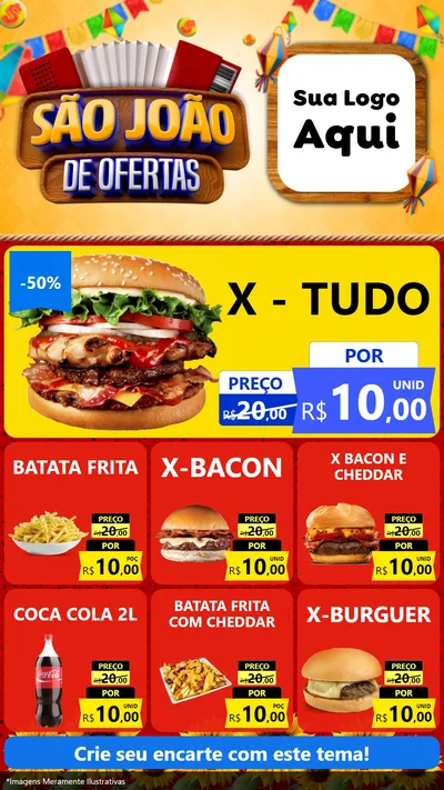 Modelo de Rede Social para Stories com o tema São João de Ofertas para Hamburgueria