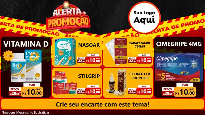 Modelo de TV para TV Horizontal com o tema Alerta de Promoção para Farmácia