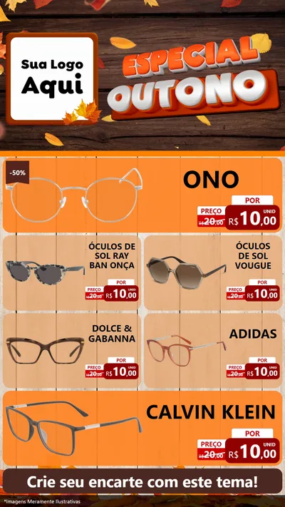 Modelo de TV para TV Vertical com o tema Especial Outono para Óticas