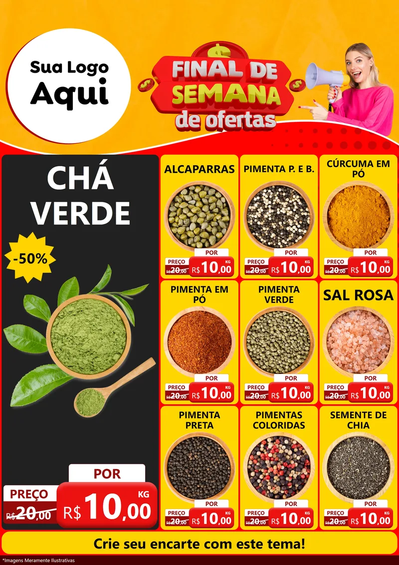 Modelo de Encarte para Encarte A4 Vertical com o tema Final de Semana de Ofertas para Produtos Naturais
