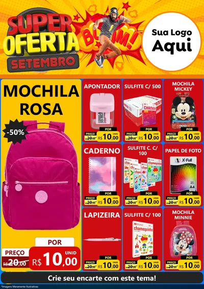Modelo de Encarte para Encarte A4 Vertical com o tema Super Oferta Setembro para Papelaria