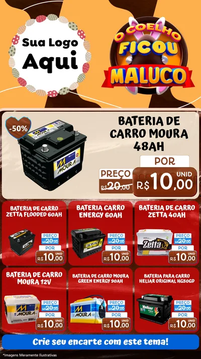 Modelo de Rede Social para Stories com o tema O Coelho Ficou Maluco - Páscoa para Baterias Elétricas