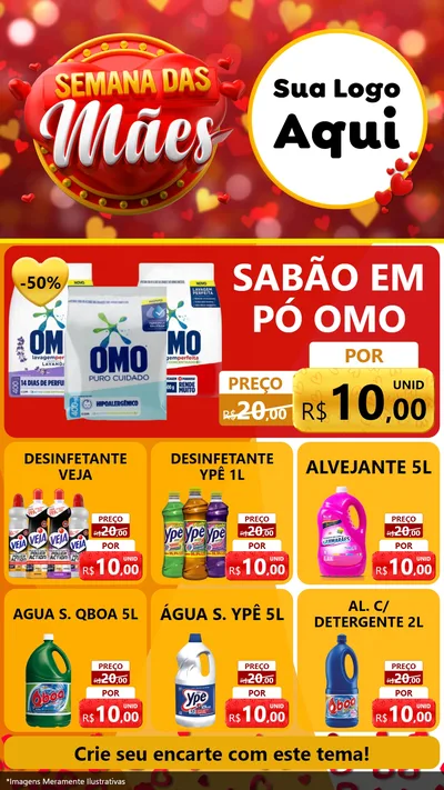 Modelo de Rede Social para Stories com o tema Semana das Mães para Produtos de Limpeza