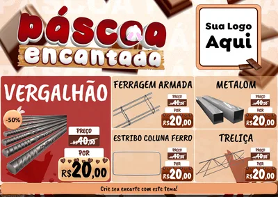 Modelo de Encarte para Encarte A4 Horizontal com o tema Páscoa Encantada para Ferragens
