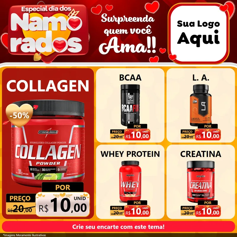 Modelo de Rede Social para Feed Facebook com o tema Especial Dia dos Namorados para Suplementos alimentares