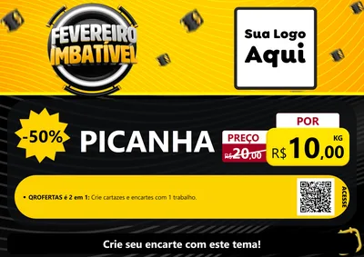 Modelo de Cartaz para Cartaz A4 Horizontal com o tema Fevereiro Imbatível para Açougue