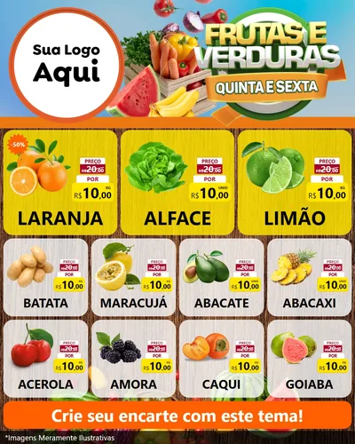 Modelo de Rede Social para Feed Instagram com o tema Frutas e Verduras Quinta e Sexta para Hortifrúti