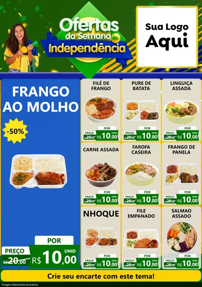 Modelo de Encarte para Encarte A4 Vertical com o tema Ofertas da Semana da Independência para Restaurante