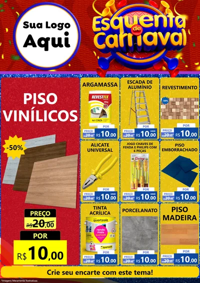 Modelo de Encarte para Encarte A4 Vertical com o tema Esquenta de Carnaval para Material para Construção