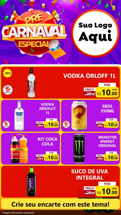 Modelo de TV para TV Vertical com o tema Pré-Carnaval Especial para Distribuidora de bebidas