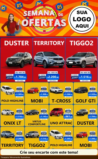Modelo de Encarte para Encarte Grande com o tema Semana de Ofertas para Concessionaria de Carros