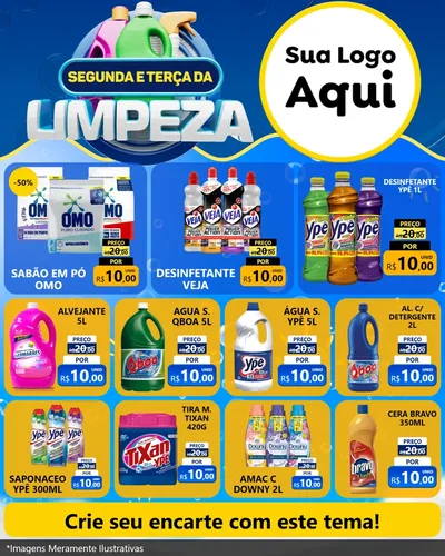 Modelo de Rede Social para Feed Instagram com o tema Segunda e Terça da Limpeza para Produtos de Limpeza