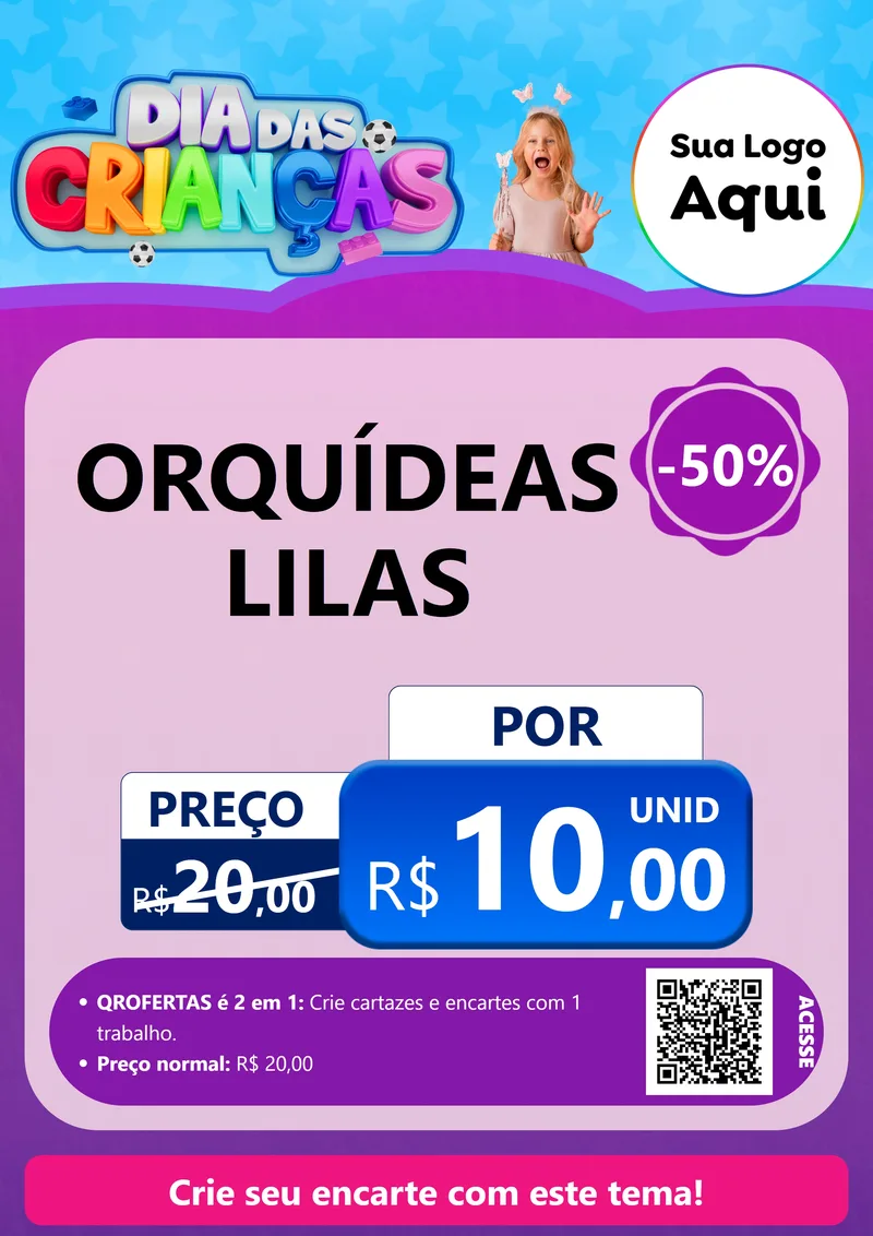 Modelo de Cartaz para Cartaz A4 Vertical com o tema Dia Das Crianças para Floricultura e jardim