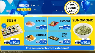 Modelo de TV para TV Horizontal com o tema Mês de Aniversário para Comida japonesa