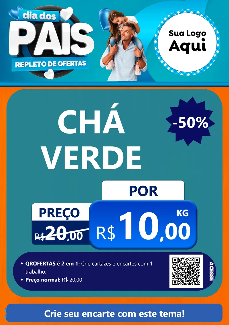 Modelo de Cartaz para Cartaz A4 Vertical com o tema Dia Dos Pais Repleto de Ofertas para Produtos Naturais