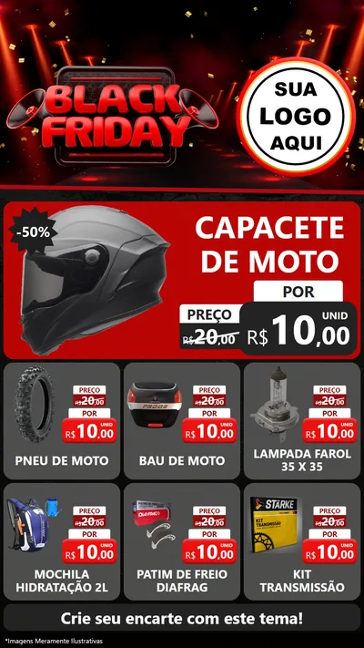 Modelo de Rede Social para Stories com o tema Black Friday para Moto peças