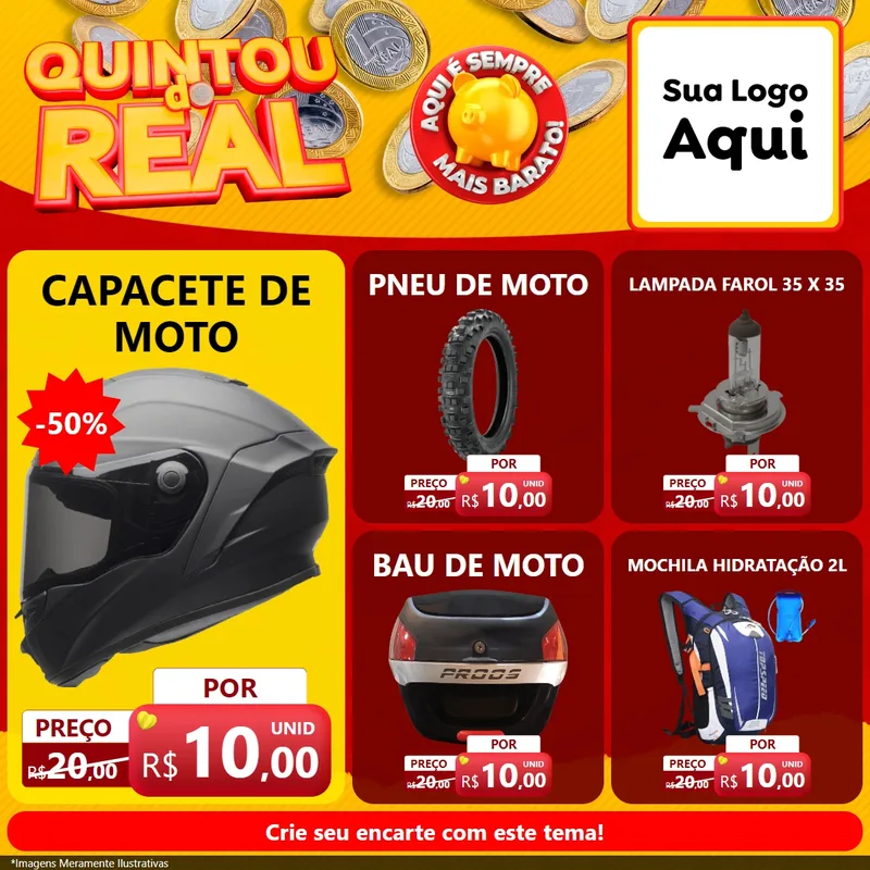 Modelo de Rede Social para Feed Facebook com o tema Quintou do Real para Moto peças