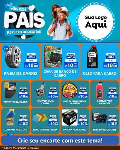 Modelo de Rede Social para Feed Instagram com o tema Dia Dos Pais Repleto de Ofertas para Auto peças