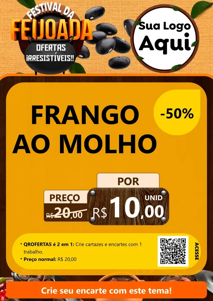 Modelo de Cartaz para Cartaz A4 Vertical com o tema Festival da Feijoada para Restaurante