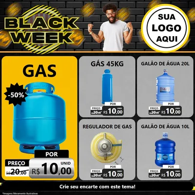 Modelo de Rede Social para Feed Facebook com o tema Black Week para Água e gás