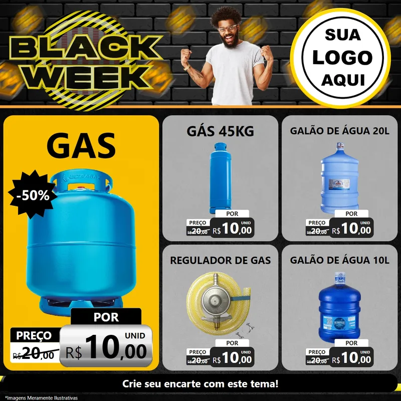 Modelo de Rede Social para Feed Facebook com o tema Black Week para Água e gás