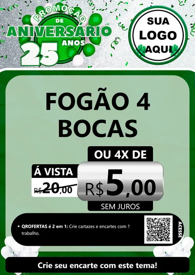 Modelo de Cartaz para Cartaz A4 Vertical com o tema Promoção de Aniversário - 25 Anos para Móveis e Eletro