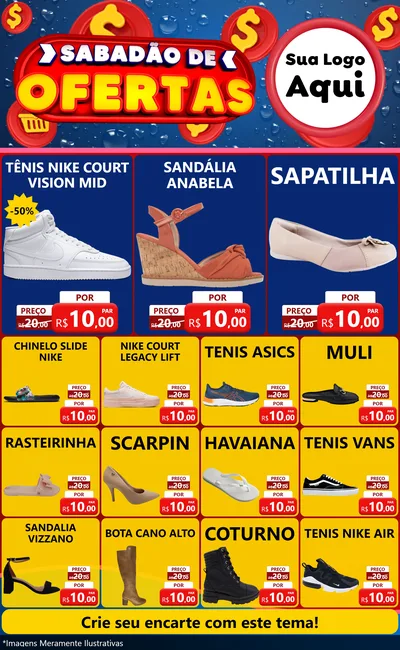 Modelo de Encarte para Encarte Grande com o tema Sabadão de Ofertas para Calçados