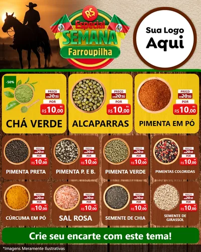 Modelo de Rede Social para Feed Instagram com o tema Especial Semana Farroupilha para Produtos Naturais