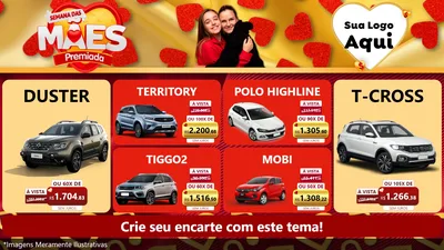 Modelo de TV para TV Horizontal com o tema Semana das Mães Premiada para Concessionaria de Carros