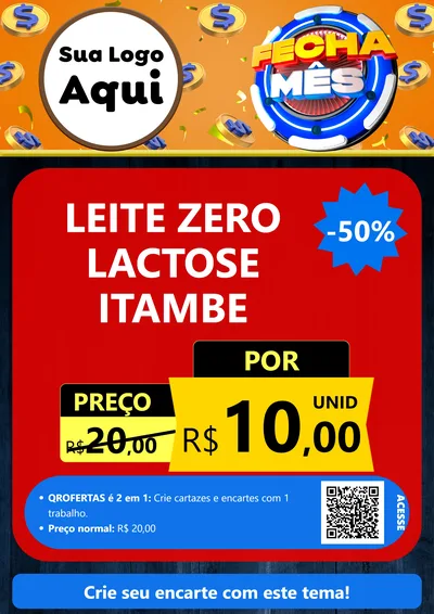 Modelo de Cartaz para Cartaz A4 Vertical com o tema Fecha Mês para Frios e Laticínios