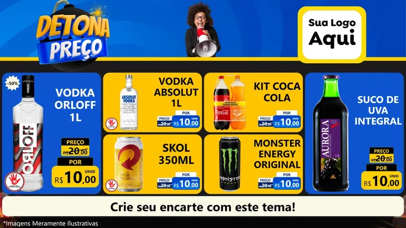 Modelo de TV para TV Horizontal com o tema Detona Preços para Distribuidora de bebidas