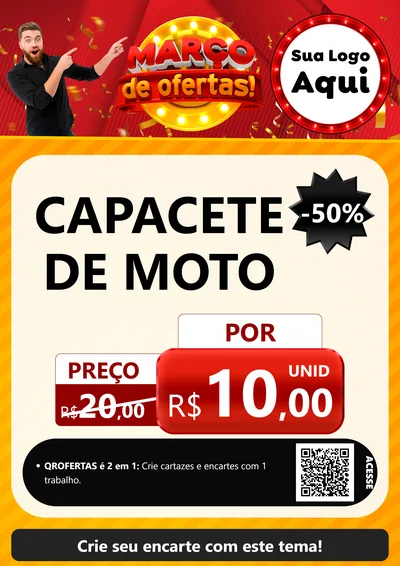 Modelo de Cartaz para Cartaz A4 Vertical com o tema Março de Ofertas! para Moto peças