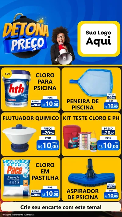 Modelo de Rede Social para Stories com o tema Detona Preços para Produtos para Piscina