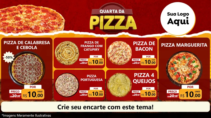 Modelo de TV para TV Horizontal com o tema Quarta da Pizza para Pizzaria