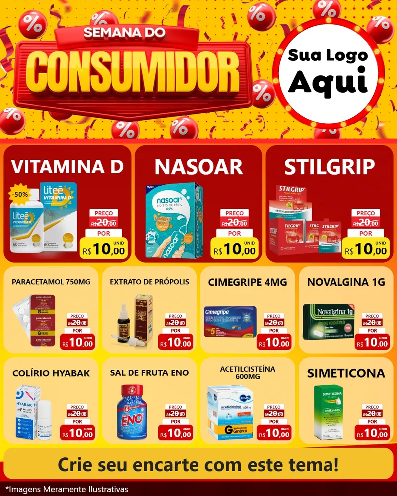Modelo de Rede Social para Feed Instagram com o tema Semana do Consumidor para Farmácia
