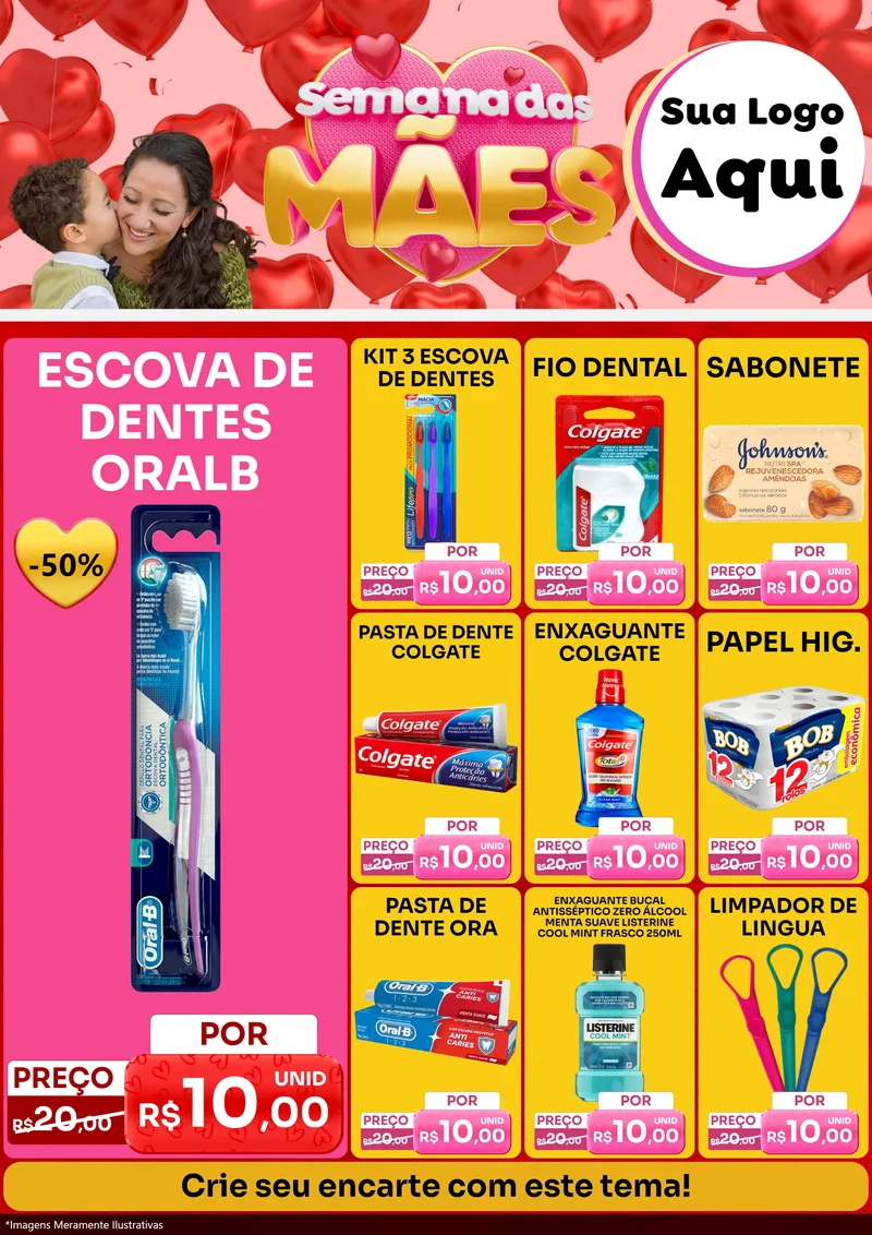 Modelo de Encarte para Encarte A4 Vertical com o tema Semana Das Mães para Higiene Pessoal