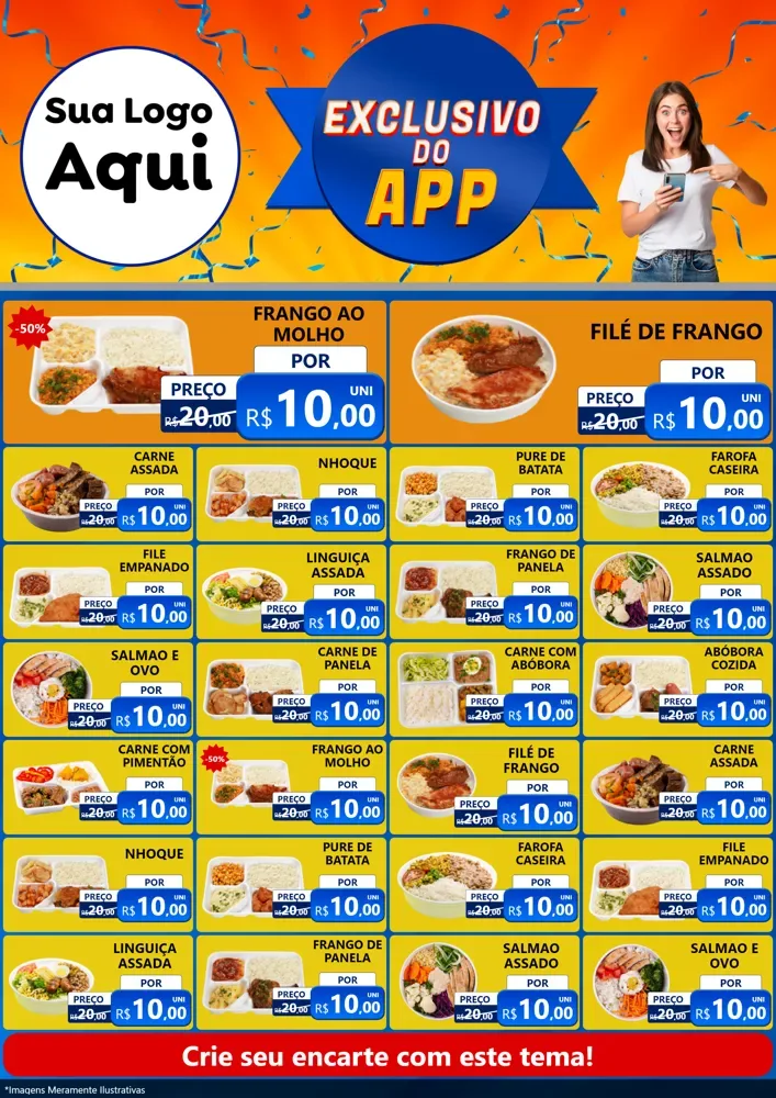 Modelo de Encarte para Encarte A4 Vertical com o tema Exclusivo do Aplicativo para Restaurante