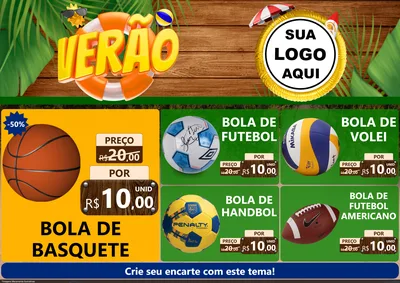 Modelo de Encarte para Encarte A4 Horizontal com o tema Verão para Artigos Esportivos