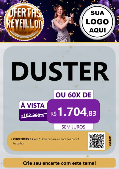 Modelo de Cartaz para Cartaz A4 Vertical com o tema Ofertas de Réveillon para Concessionaria de Carros