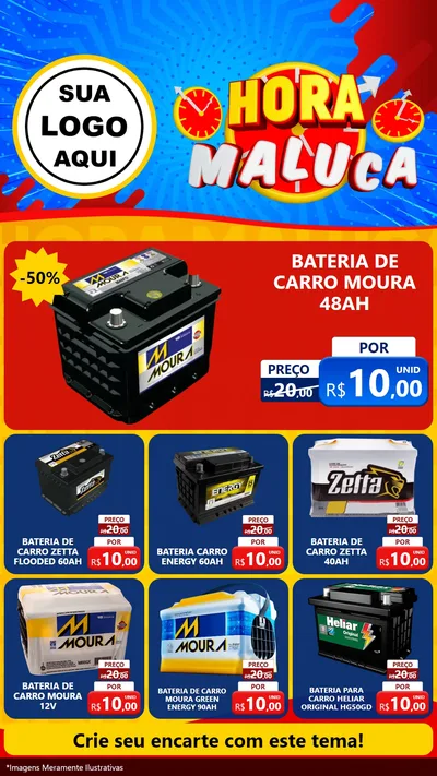 Modelo de Rede Social para Stories com o tema Hora Maluca para Baterias Elétricas
