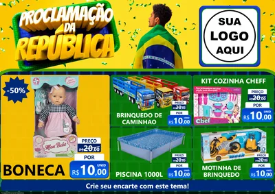 Modelo de Encarte para Encarte A4 Horizontal com o tema Proclamação da República para Brinquedos