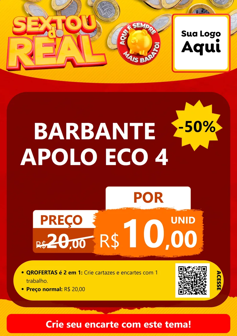 Modelo de Cartaz para Cartaz A4 Vertical com o tema Sextou do Real para Armarinho e Aviamentos