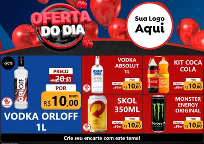 Modelo de Encarte para Encarte A4 Horizontal com o tema Oferta do Dia para Distribuidora de bebidas
