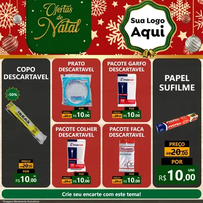 Modelo de Rede Social para Feed Facebook com o tema Natal de Ofertas para Embalagens