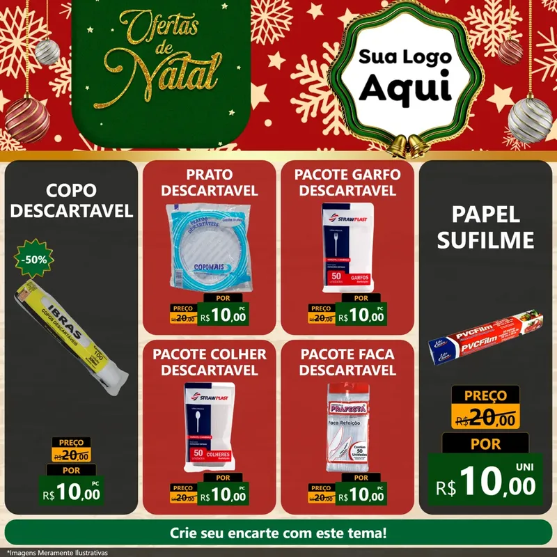 Modelo de Rede Social para Feed Facebook com o tema Natal de Ofertas para Embalagens