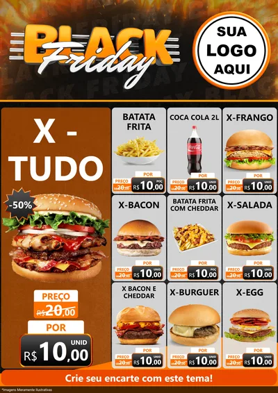 Modelo de Encarte para Encarte A4 Vertical com o tema Black Friday para Hamburgueria