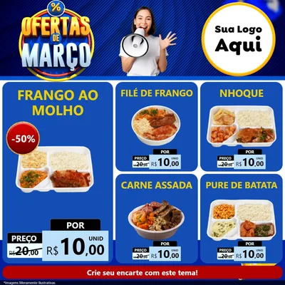 Modelo de Rede Social para Feed Facebook com o tema Ofertas de Março para Restaurante
