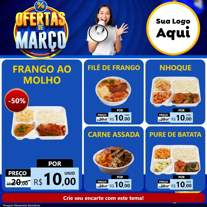 Modelo de Rede Social para Feed Facebook com o tema Ofertas de Março para Restaurante