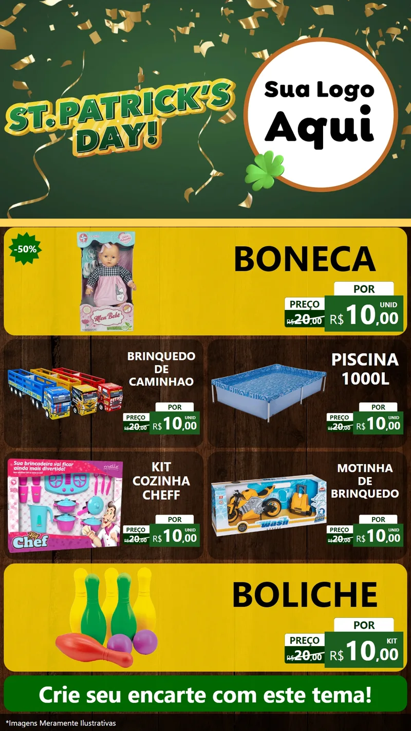 Modelo de TV para TV Vertical com o tema St Patriks Day para Brinquedos