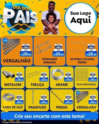 Modelo de Rede Social para Feed Instagram com o tema Dia dos Pais para Ferragens